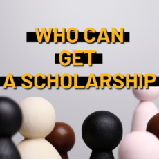 White background, black, brown and black pawns. Yellow subtitles: ,,who can get a scholarship''